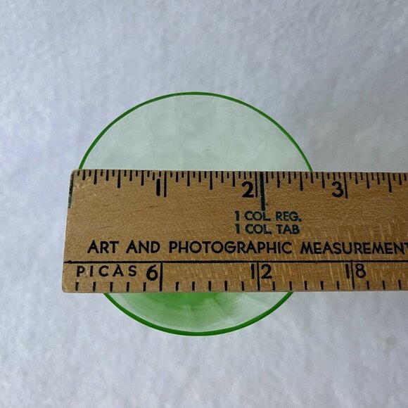 Green Uranium Glass Depression Cup Parfait Footed Panel Optic Fluted Vintage - Picture 10 of 12